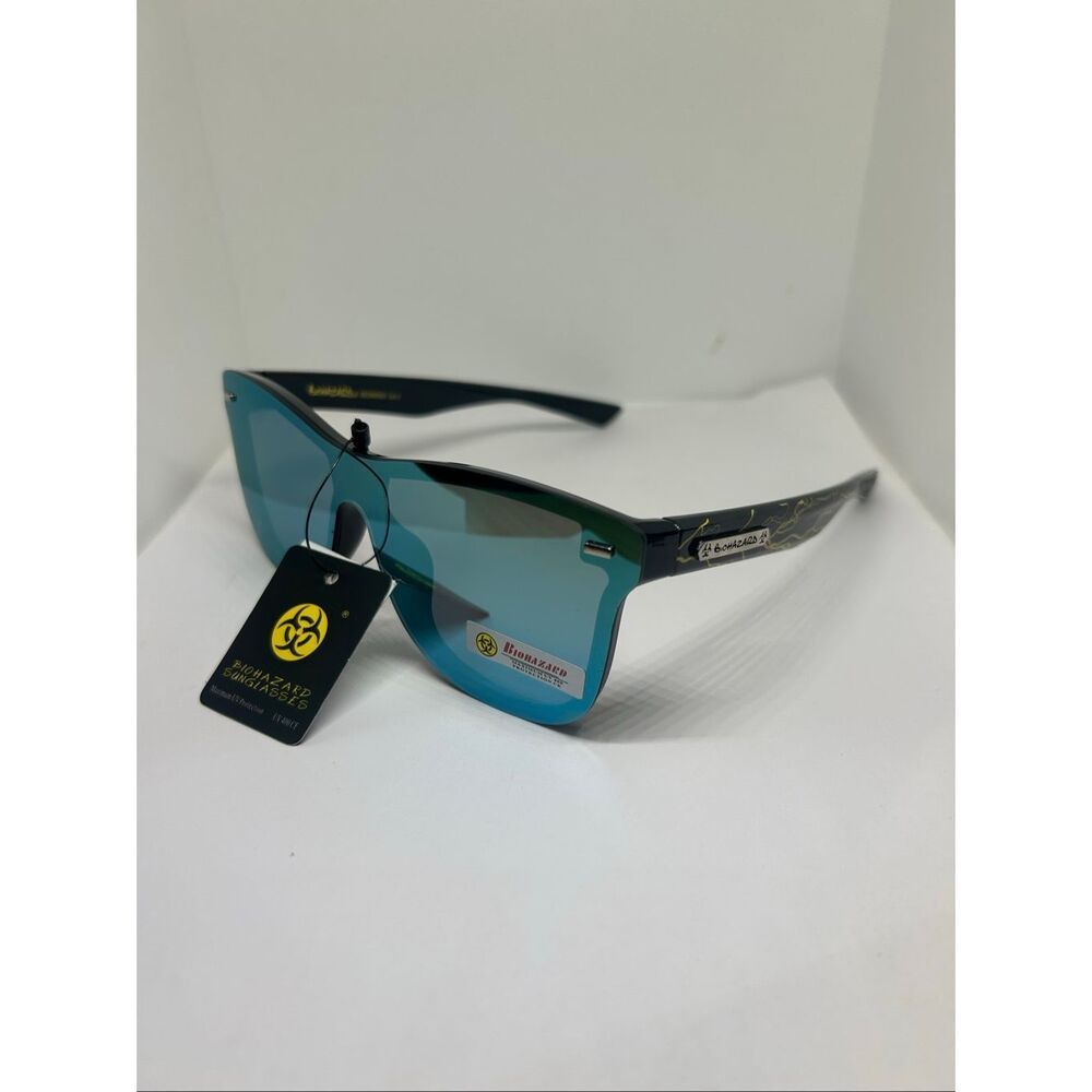 Biohazard Shield Sunglasses UV400 Mirrored Lens Wraparound Unisex